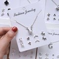 New Jewelry Set Flower Necklace Earrings Crystal Rhinestone Christmas Paper Card Jewelry Set