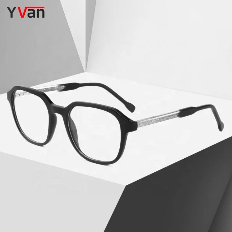 Yvan Japanese-Made Acetate Optical Glasses Frame Asian Fit Solid Pattern Stock Clearance
