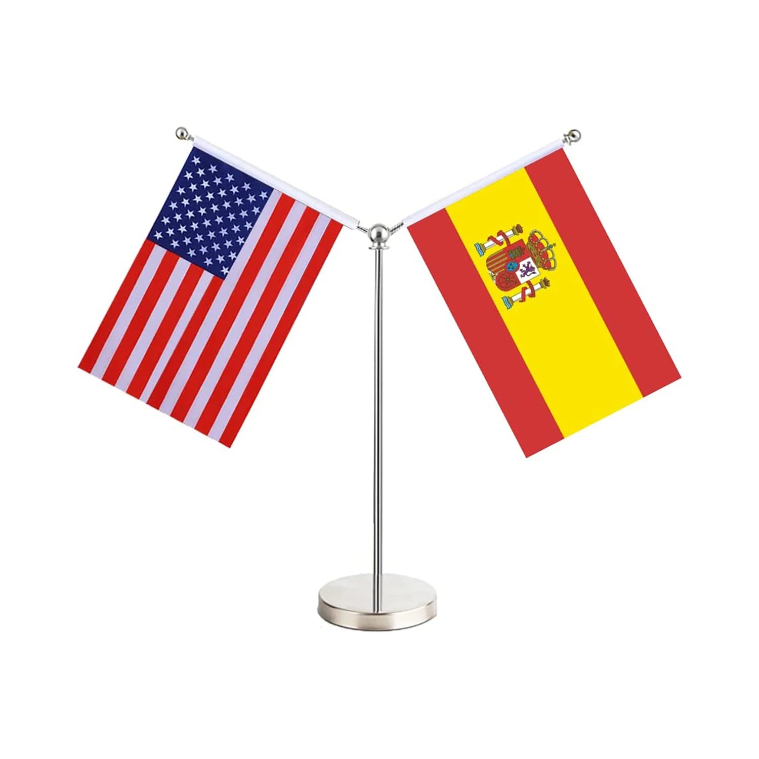 Hot Sale Custom Desk Flag 100% Polyester Digital Printing United States and Spain Flags Promotional Product