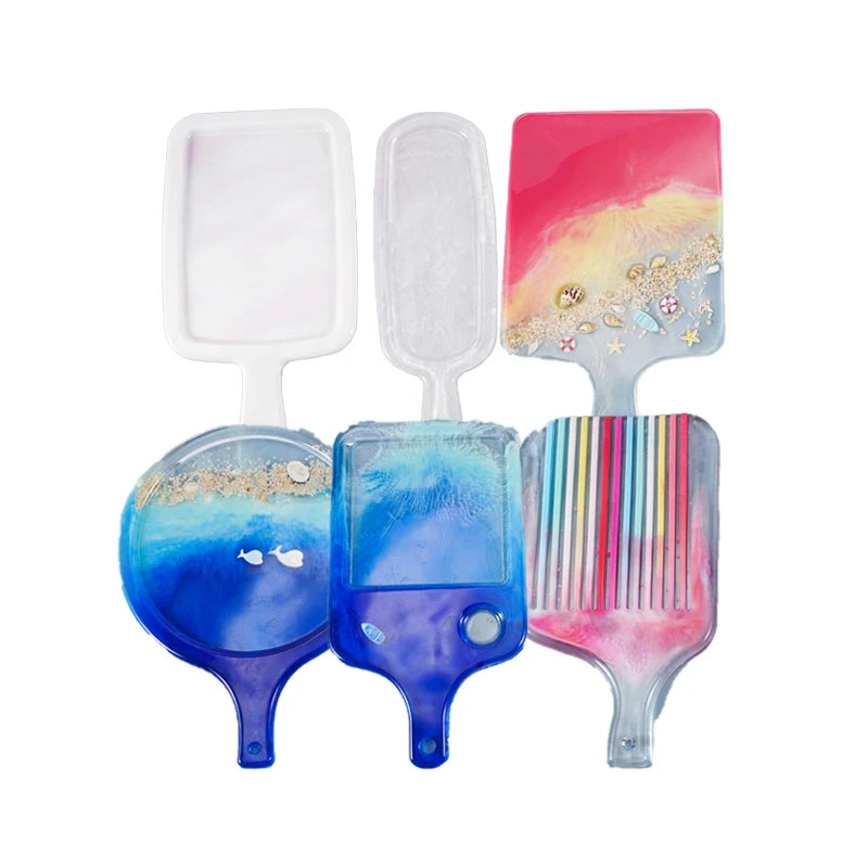 Diy Epoxy Decoration Supplies Dinner Plate Resin Art Tray Silicone Mold With Handle Moldes De Silicona Para Resina Epoxi
