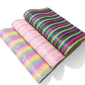 Rainbow Stripe Chunky Glitter Leather Fabric for Shoes Wallpaper Headwear DIY-Versatile PU for Sofa Furniture Crafts Garments