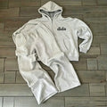 Wholesale High Quality 100% Cotton Logo Applique Embroidered Winter Breathable Men's Flared Sweatpants Hoodie Set Sweatsuit
