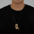 Fashion Black Cord Jewelry Accessories Gold Chain Diamond Chinese Dragon Necklace Pendant