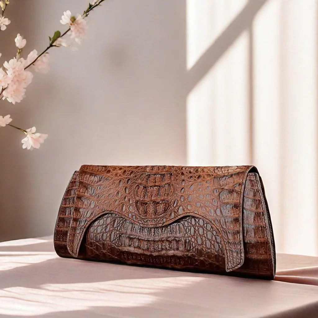 Custom Made Luxury Classic Design Genuine Crocodile Skin Leather Woman Lady Casual Evening Party Clutch Bag Handbag for Women