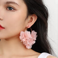 New Handmade Bohemian Large Circle Petal Fabric Chiffon Flowers Hoop Earrings Korean Fashion Women Party Jewelry