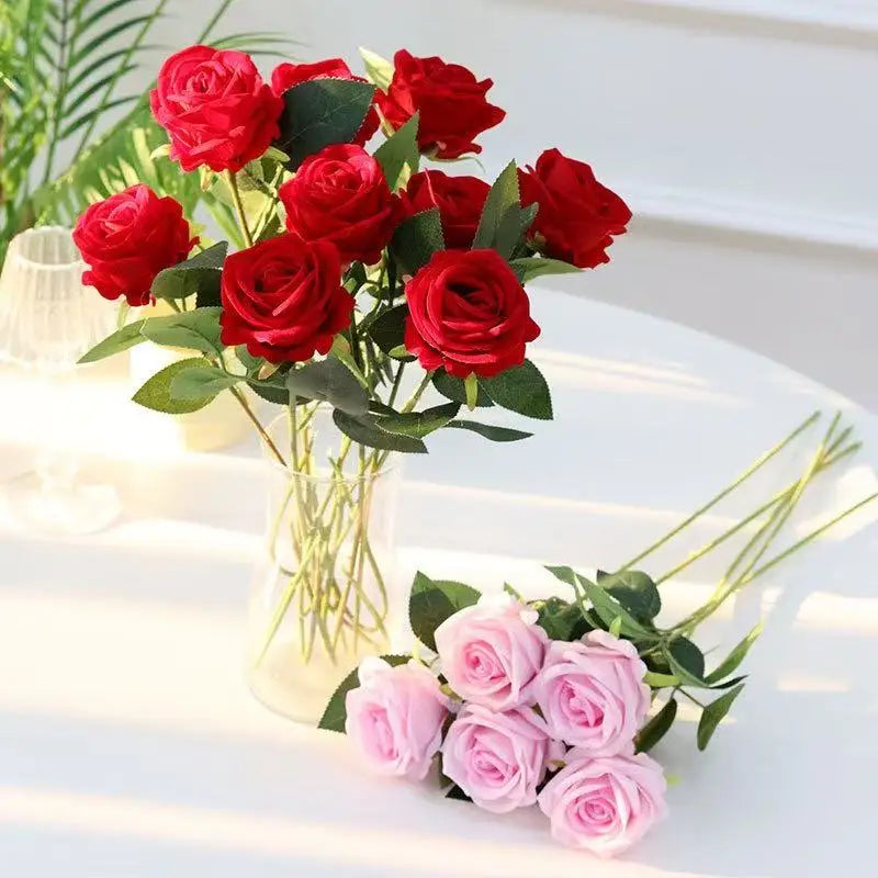 Long Stem Artificial Red Silk Rose Small Faux Rose Flowers Valentine's Day Thanksgiving Graduation Mother's Day Easter Christmas