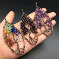Diy Chakra color tree of life pendant crystal chip stones tree necklace fashion jewelry for souvenir
