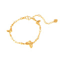 Sweet Butterfly Charm Bracelet 18K Gold Plated Stainless Steel Paperclip & Bead Chain Splice Dainty Jewelry for Women