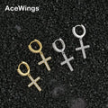 E018  Cubic Zirconia Earrings CZ Cross Charm Earrings Brass Setting Zircon Drop Earrings Hip Hop Bling Blilng Iced Out