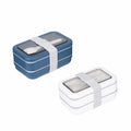Dual Strap Portable Lunch Box for Kids Simple Sealed Insulated Food Container with Spoon Fork Stackable Storage for Home School