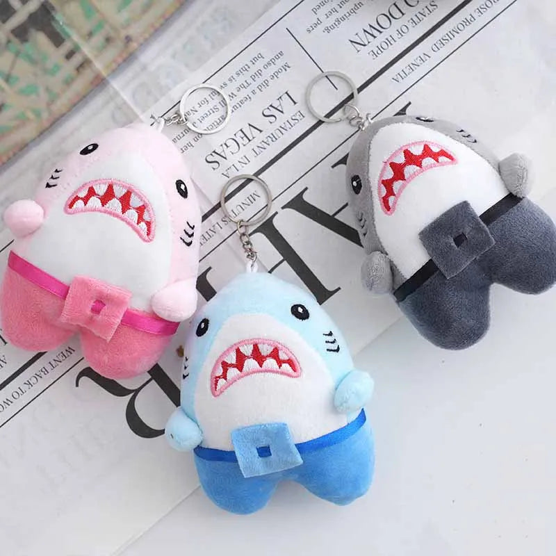 Creative Cartoon 3D Doll Toy Pendant Stuffed Plush Shark Keychain for Gifts