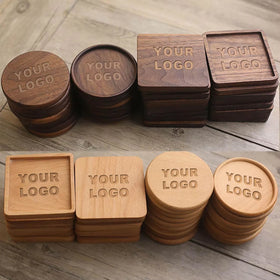 Tailai Wholesale Wooden Drink Coasters Custom Engraved Bamboo Walnut Beech Wood Coasters for Home Decoration & Crafts