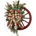 Christmas Outdoor Hanging Window Arrangement Simulated Wheel Wreath with Flower Vine Circle Bow Decorative Wreaths & Swags