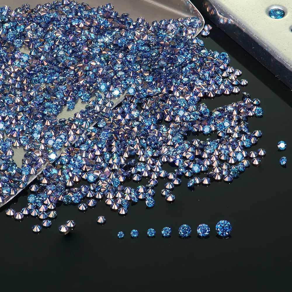Xingyue Gems Promo Discount 0.8-2mm Wholesale Bulk Gra Vvs1 Color Royal Blue Loose Melee Mossanite Moissanite Diamonds Stones