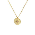 INS 925 Sterling Silver Round Medal Shaped Octagonal Star Zircon Pendant Gold Plated Necklaces for Women
