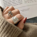INS Silver Color Wide Adjustable Rings Jewelry Women