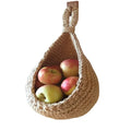 Dropshipping Boho Hemp  Hanging Basket Wicker Hanging Fruit Basket Handmade Kitchen Pantry Organizer for Fresh Produce Storage
