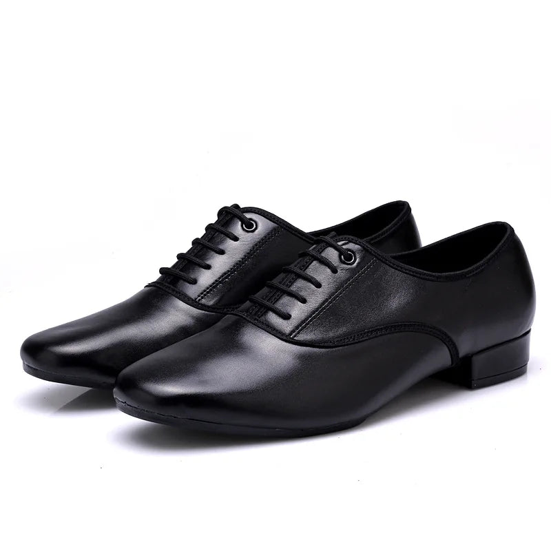 Cowhide Mens Modern Jazz Shoes Salsa High Steel 4.5cm Latin Dancing  Leather Shoes Communication Dance Shoes