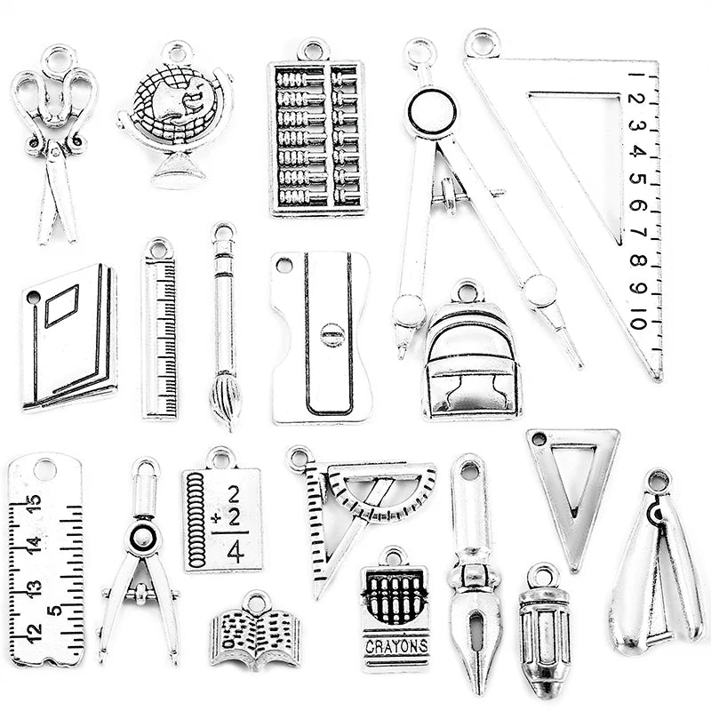 20pcs/set Product Antique Silver Color Learning Tools Charms Pendant Jewelry Metal Alloy Jewelry Marking U054