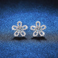5mm Elegant Sun Flower Moissanite Diamond Earrings Elegant 925 Sterling Silver Screw Back White Gold for Women