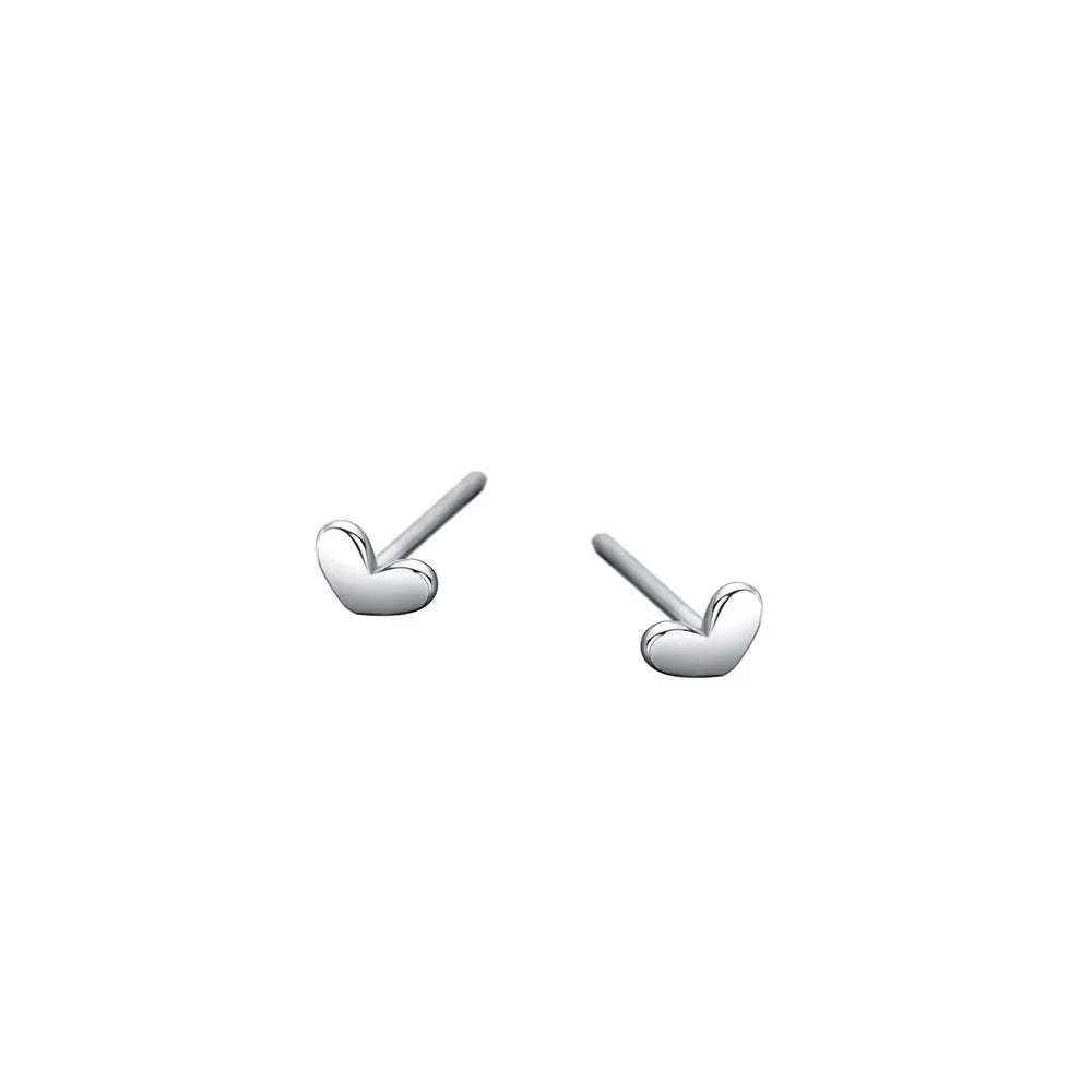 Trendy 925 Sterling Silver  Women Student Teen Jewelry Gift Minimalist Small Love Heart Stud Earrings