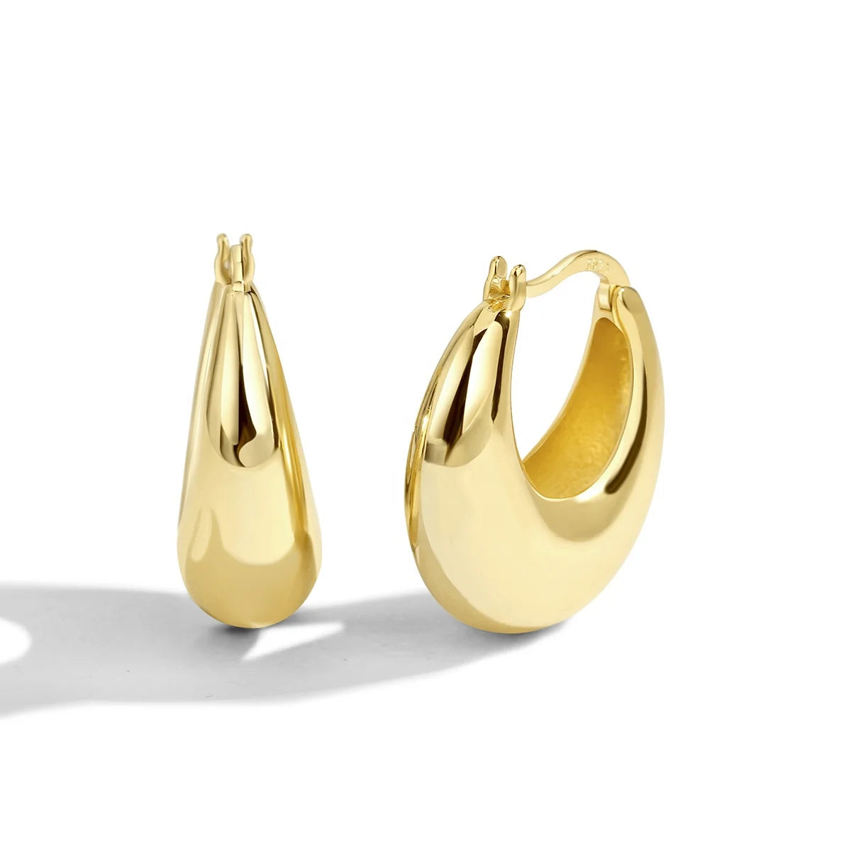 High Quality Hiphop Rhodium Plated Gold Plated Premium Brass Jewelry Chunky Round Hoop Earrings