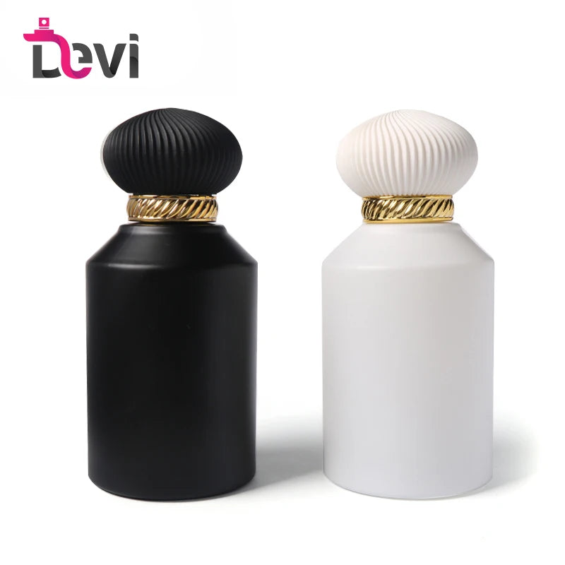 Devi New Style Luxury Custom 30ml 50ml 100ml Spray Empty Refillable Fancy Perfume Bottles Carton Wavy Shape Transparent Body