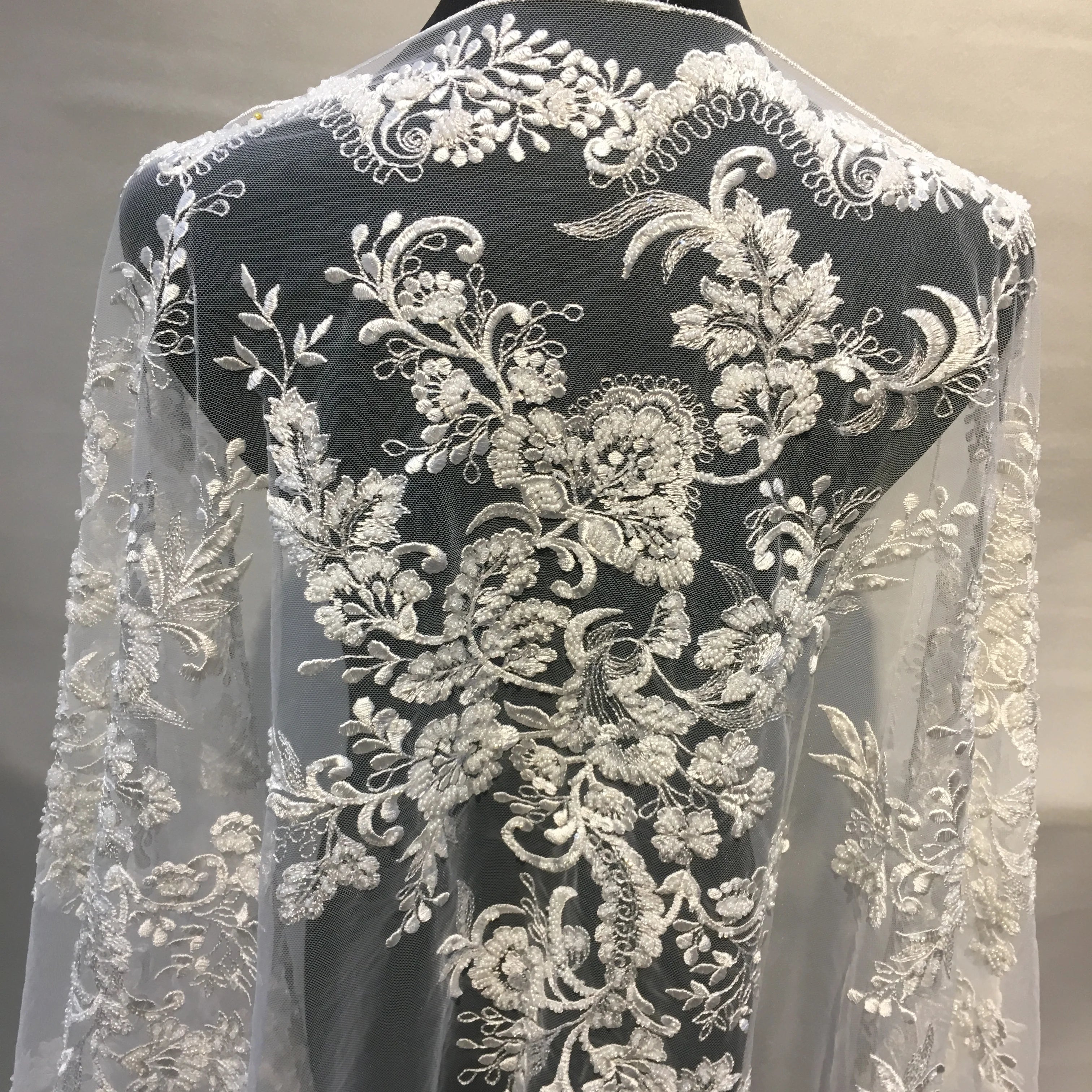Luxurious 3D Wedding Tulle Luxury Lace White Dress Dubai Heavy Beaded Embroidery French Lace Fabric for Bridal