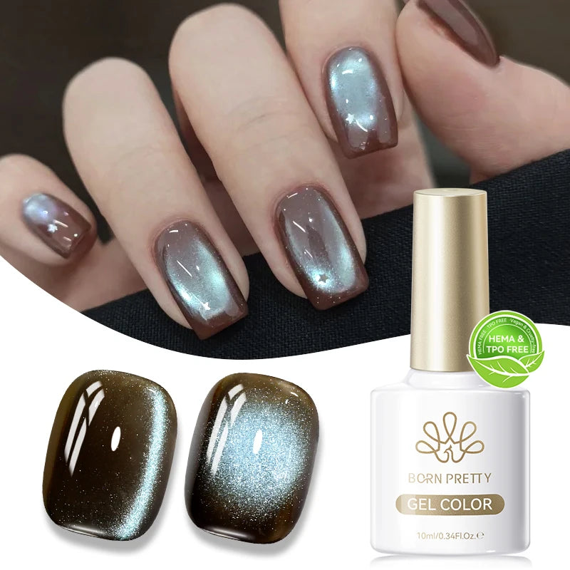 BORN PRETTY 10ml Mint Chocolate Colored Cat Magnetic Gel Color TPO HEMA Free Soak Off UV Led Cateye Gel Polish Nail Supply