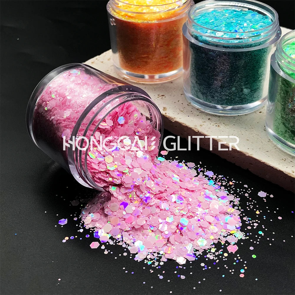 Bulk Holographic Macaroon Polyester Chunky Mixed Glitter Wholesale for Epoxy Resin Crafts Tumblers Christmas Decorations