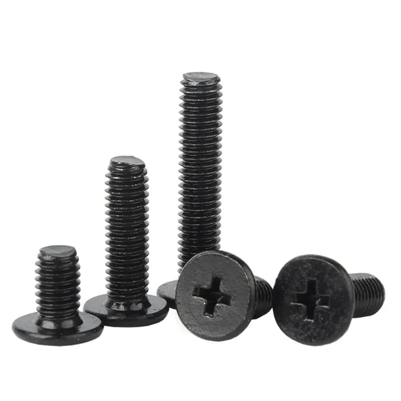 CM M2 M2.5 M3 M4 Black Carbon Steel Cross Phillips Ultra Thin Flat Wafer Head Bolt Laptop Screws-6mm