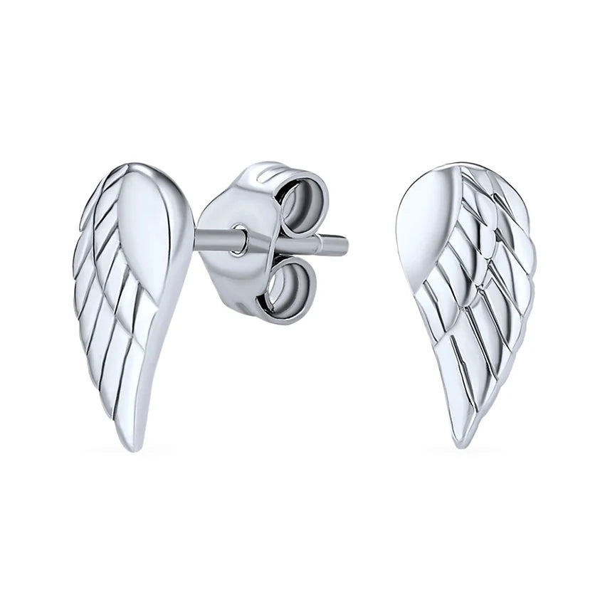 S925 Sterling Silver Women's Sparkling Angel Wing Stud Earrings