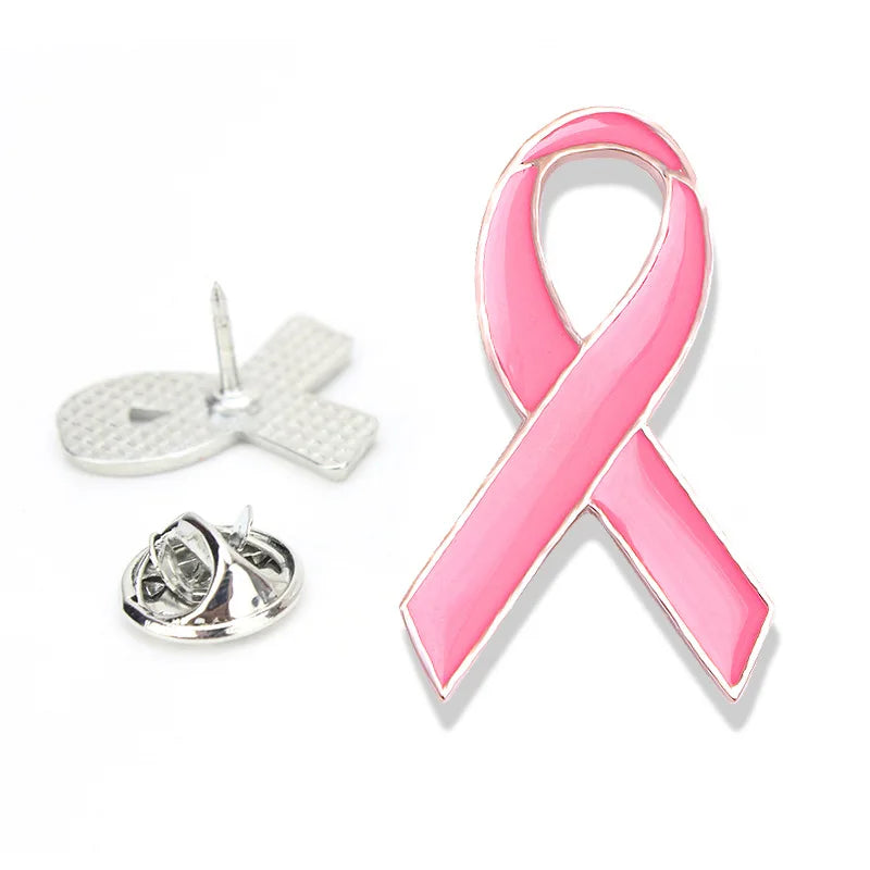 Manufacturer Breast Cancer Awareness Pink Ribbon Enamel Backpack Suit Hat Clothes Button Pin Badge Emblem Lapel Pin Brooch
