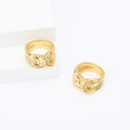 Punk Style Hollow Gold Plated Twisted Ring 18K Gold Plated Fashion Woman's Jewelry Set Weddings Parties Wholesale Brass Material