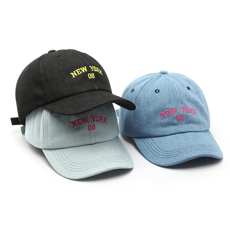 Unisex Low Moq Custom Vintage Blank Washed Cotton Hat Baseball Cap Distressed Embroideries New York Denim Baseball Caps