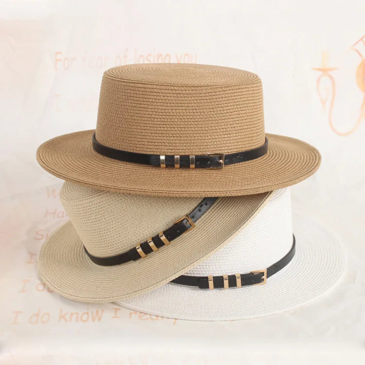 Womens Mens Wide Brim Straw Panama Hat Fedora Summer Beach Sun Hat Raffia Straw Hat