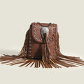 New Casual Retro Leather Tassel Rivet Personalized Mobile Phone Bag Metal Brand Shoulder Crossbody Chain Small Bag for Women