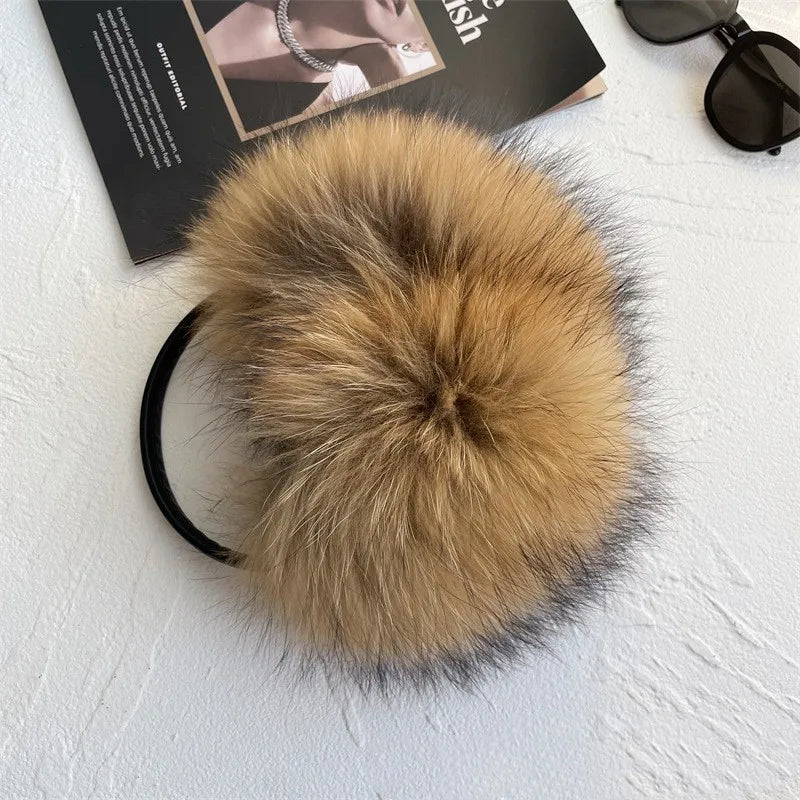 100% Real Natural Raccoon Fur Earmuffs Winter Fashion Outfits Furry Fur Ear Muffs Thicker Warm Fluffy Fur Ear Cover