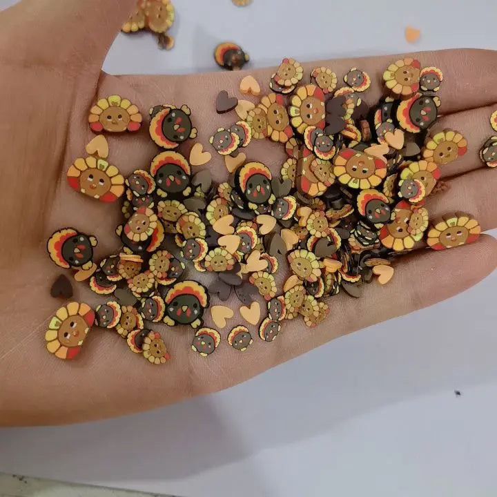 Hot Sale Turkey Sprinkles Soft Polymer Clay Slices  for Thanks Giving DIY Crafts Tumbler Filling/Nail Art/Scrapbook Decoration
