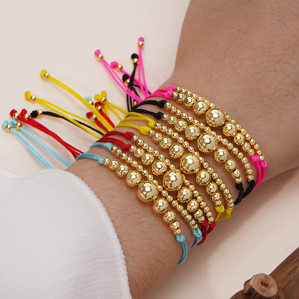 Go2boho Handmade Miracle Copper Bead Bracelets Simple Fashionable Colored Jewelry Men Women Gold Plated Bohemian Lucky Accessory