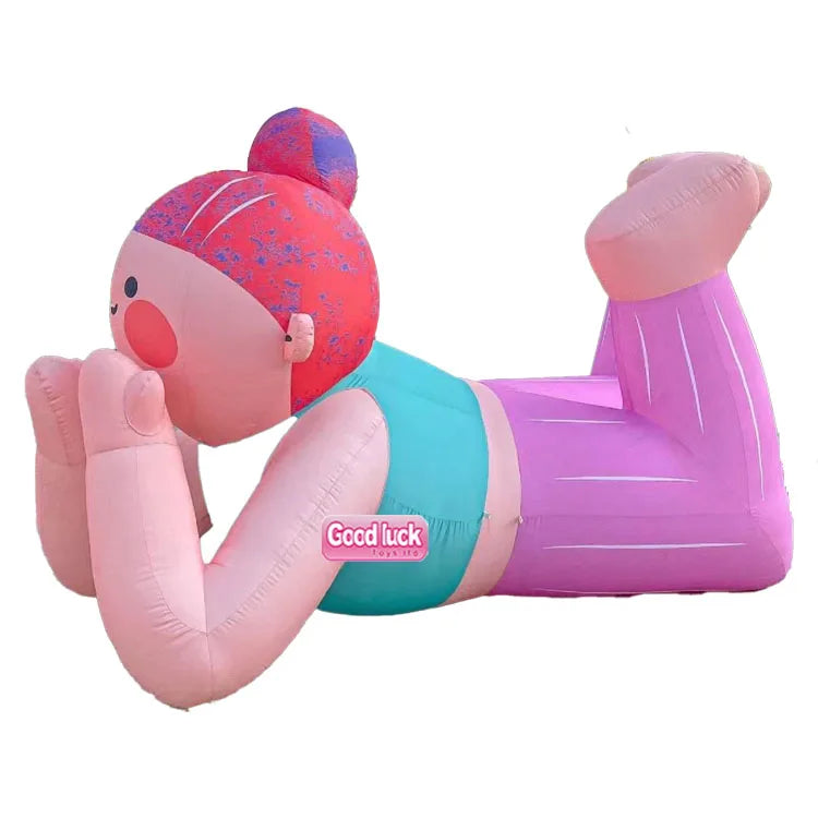 Big Outdoor Holiday Yard Decorations Advertising Inflatable Cartoon Girl Mascot 3m High Oxford/Nylon Built-In Fan