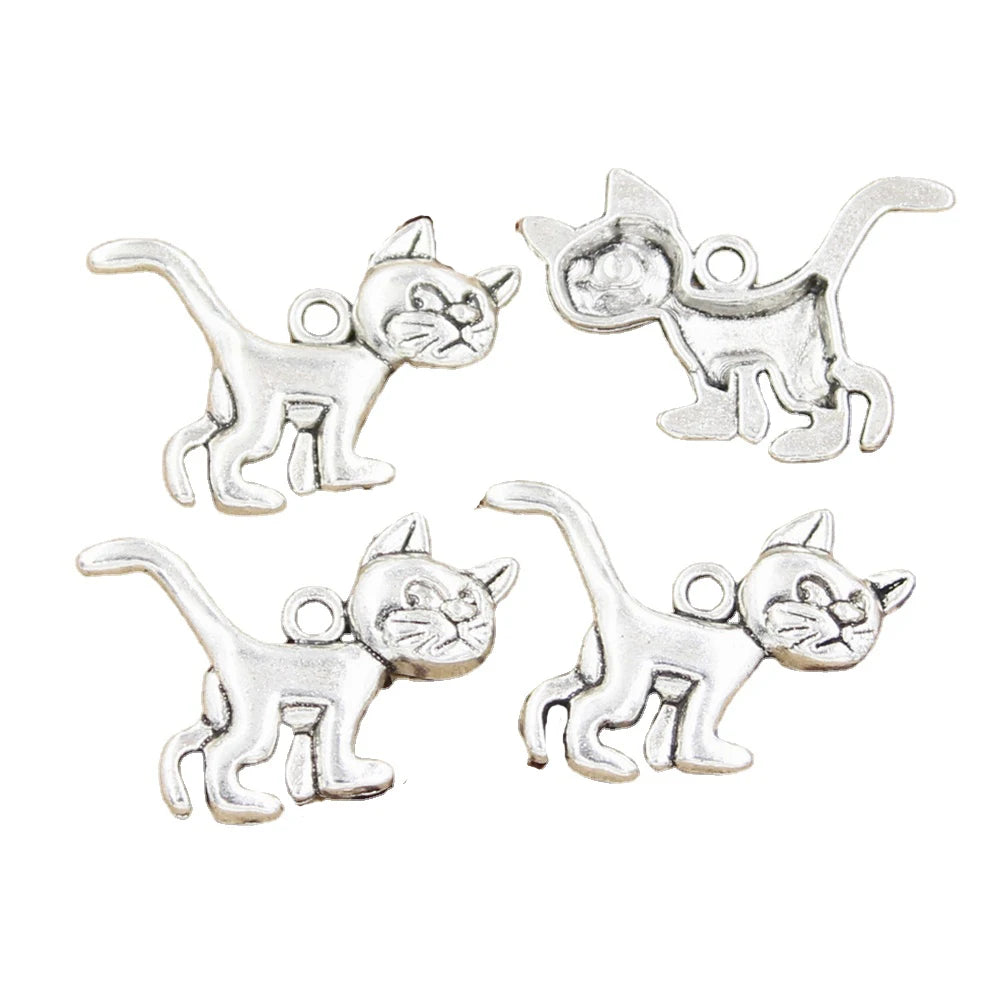 Charms Cat 30x22mm Handmade Making FitVintage Tibetan Silver Color PendantsDIY for Bracelet Necklace