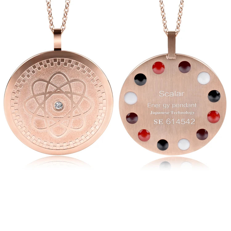 Rose Gold Round Steel Magnet Pendant Energy Quantum Ions Necklace Jewelry Charms Health Gift Box 12 in 1 Energy Ball