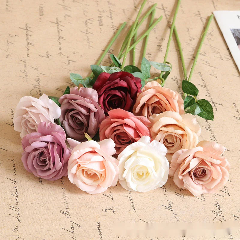 Wholesale Long Stem Purple Real Touch Artificial Roses Silk Flowers in Bulk Flowers Artificial Rose Flores Artificiales