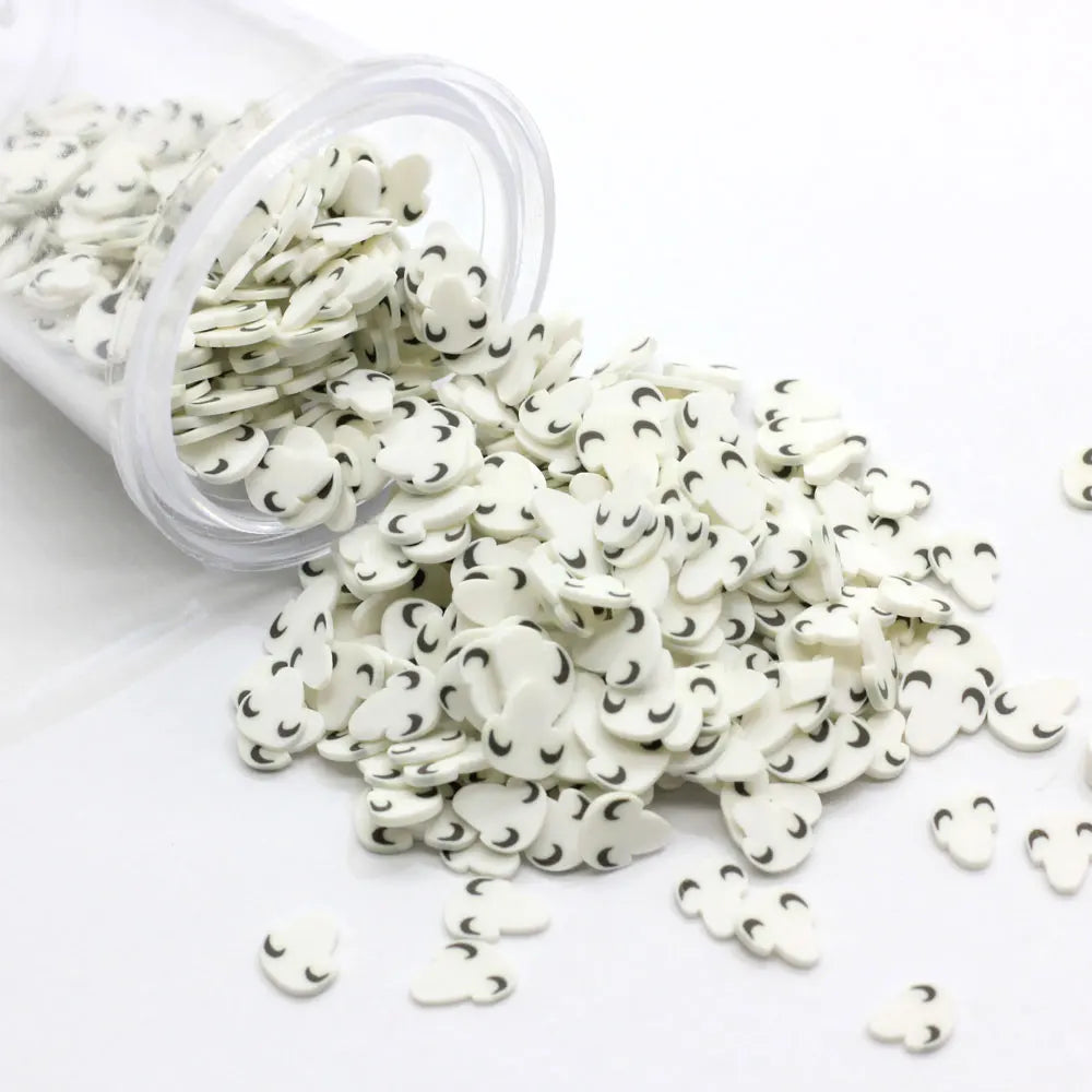 White Mushroom Clay Slices Addition Charms for Fluffy Slime DIY Supplies Polymer Clear Clay Sprinkles Toys Putty Nail Art