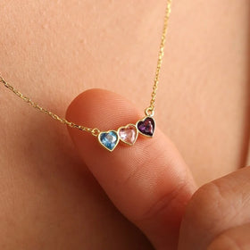 Custom Family love Jewelry 925 Sterling Silver Heart Shape Cz Family Birthstone Necklace Wholesale