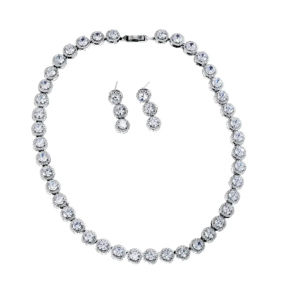 Cross Border European American Middle Eastern Fashion Zircon Necklace Earring Set Bridal Banquet Dress Accessories Butterfly