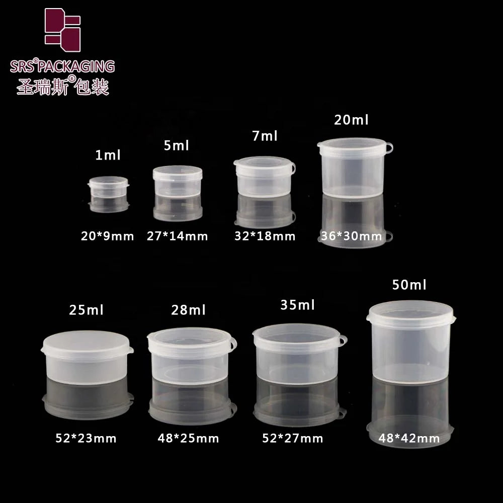 Ready to Ship 1ml Empty PP Round Flip Cap Mini Jar  Case Clear Jar