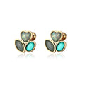 New Design Flower Leaf Different Color 3 in 1 Earring Wholesale 18K Gold Plated Stainless Steel Heart Stud Earrings