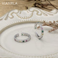 VIANRLA 925 Sterling Silver Geometric Colored Zircon Rings Open Ring for Women Support Dropshipping